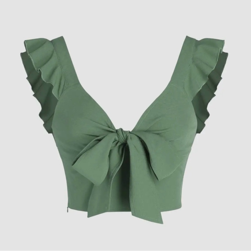 Green Ruffle Bow Shirt